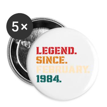 Legende seit Februar 1984 - Buttons klein 25 mm (5er Pack) - Weiß - Vorne
