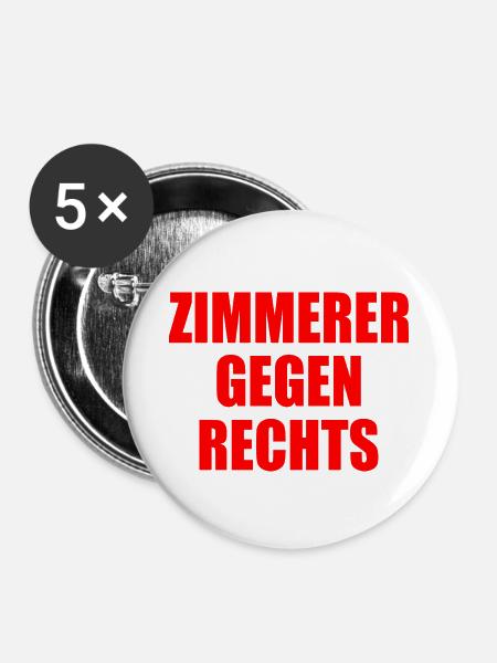 Zimmerer gegen rechts - Buttons klein 25 mm (5er Pack) - Weiß