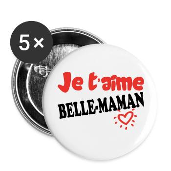 I love you BEAUTIFUL MOM - Buttons small 1''/25 mm (5-pack) - white - Front
