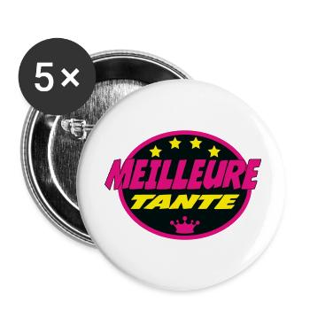 MEILLEURE TANTE - Lot de 5 petits badges (25 mm) - blanc - Devant