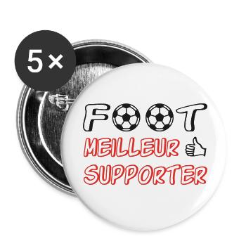 Foot meilleur supporter - Lot de 5 petits badges (25 mm) - blanc - Devant
