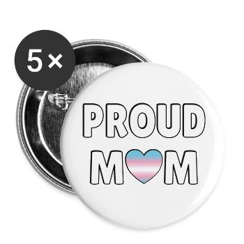 Stolze Mama Trans Flagge Herz - Buttons klein 25 mm (5er Pack) - Weiß - Vorne