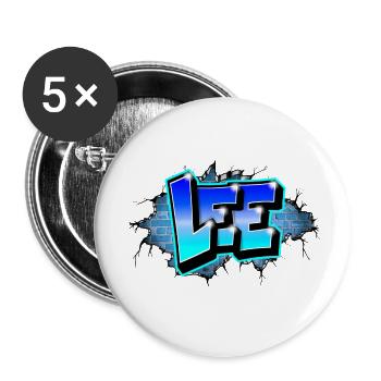 Graffiti LEE Blue Brick Risse - Buttons klein 25 mm (5er Pack) - Weiß - Vorne