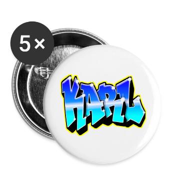 KARL Graffiti Blau und Gelb - Buttons klein 25 mm (5er Pack) - Weiß - Vorne