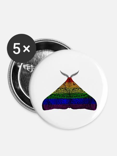 Pride Motte Motiv A - Buttons klein 25 mm (5er Pack) - Weiß