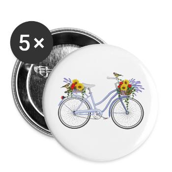 Fahrrad mit Lavendel - Buttons klein 25 mm (5er Pack) - Weiß - Vorne