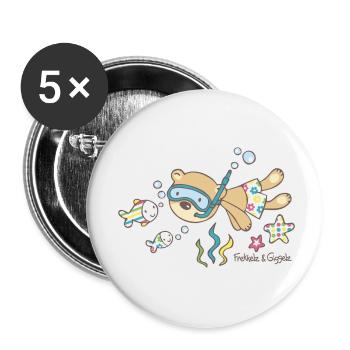 Snorkel Bears - Buttons small 1''/25 mm (5-pack) - white - Front