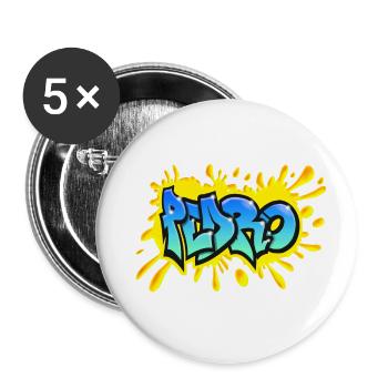 PEDRO Graffiti splash yellow name printable - Buttons small 1''/25 mm (5-pack) - white - Front
