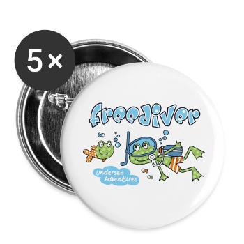 Diving frog - Buttons small 1''/25 mm (5-pack) - white - Front