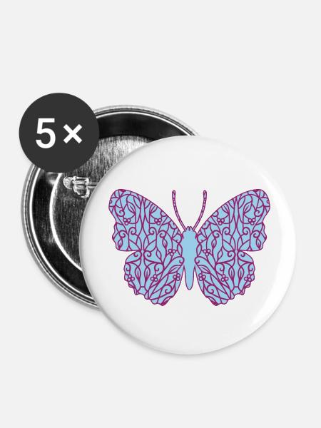 Dekorativer Schmetterling - Buttons klein 25 mm (5er Pack) - Weiß