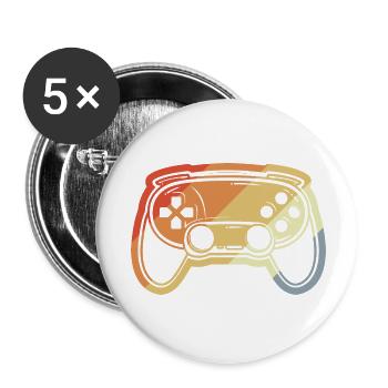 Dessin de manette de jeu vintage - Lot de 5 petits badges (25 mm) - blanc - Devant