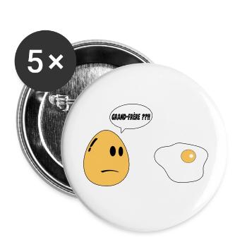 Grand Frère oeuf - Lot de 5 petits badges (25 mm) - blanc - Devant