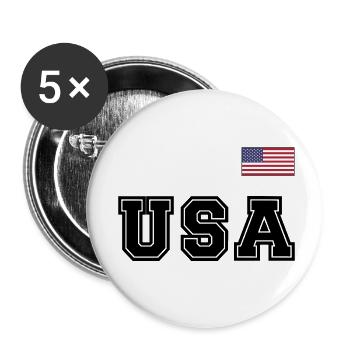 TEAM United States American Flag Banner Over Font - Buttons small 1''/25 mm (5-pack) - white - Front