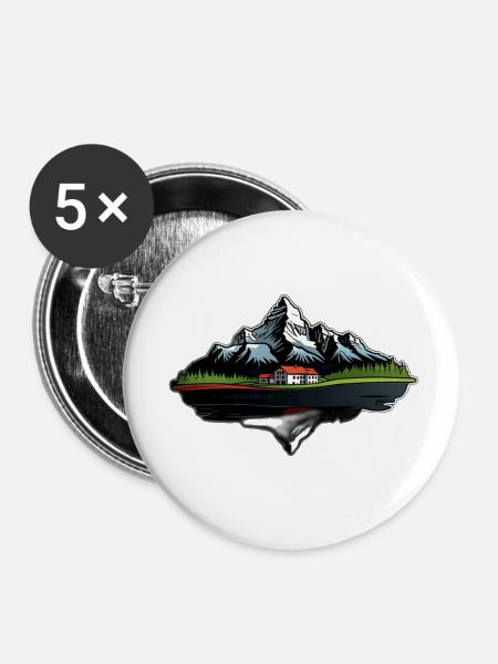 Schweizer Berge - Buttons klein 25 mm (5er Pack) - Weiß