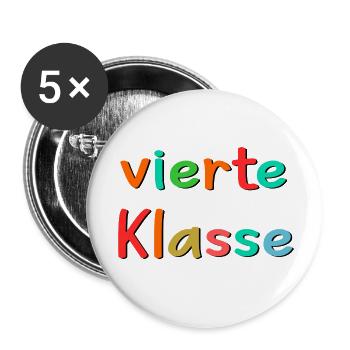 Grundschule 4. Klasse - Vierte Schulklasse - Buttons klein 25 mm (5er Pack) - Weiß - Vorne