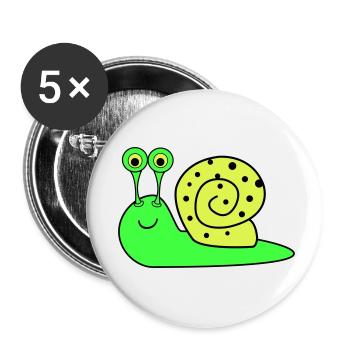 schnecke funny - Buttons klein 25 mm (5er Pack) - Weiß - Vorne