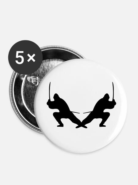 ninjas - Buttons klein 25 mm (5er Pack) - Weiß