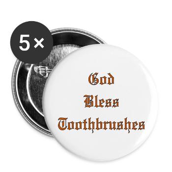 GodBlessToothbrushes - Buttons small 1''/25 mm (5-pack) - white - Front