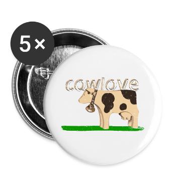 amour de vache | Amour de vache | 350 ppp - Lot de 5 petits badges (25 mm) - blanc - Devant
