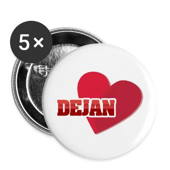 First name Dejan - Buttons small 1''/25 mm (5-pack) - white - Front