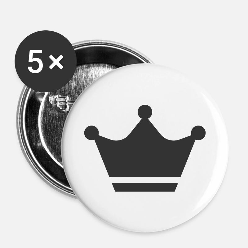 Crown symbol - Buttons small 1''/25 mm (5-pack) - white