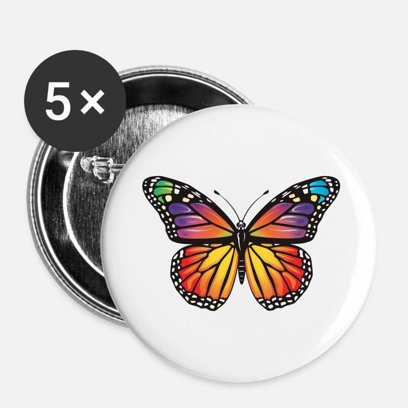 Schmetterling Schmetterling - Buttons klein 25 mm (5er Pack) - Weiß