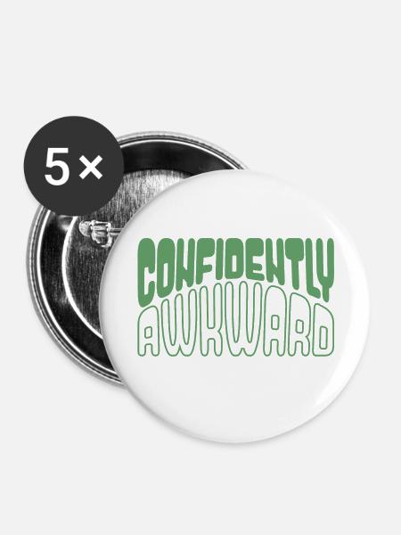 Confidently awkward in green - Buttons klein 25 mm (5er Pack) - Weiß