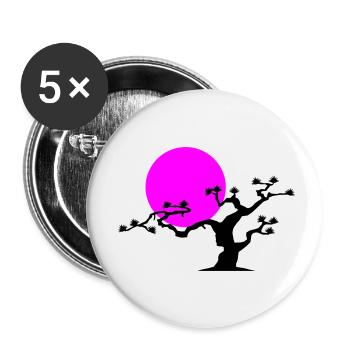 Japanese Tree - Buttons small 1''/25 mm (5-pack) - white - Front