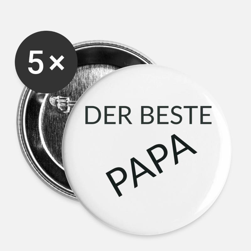 Der beste Papa - Buttons klein 25 mm (5er Pack) - Weiß