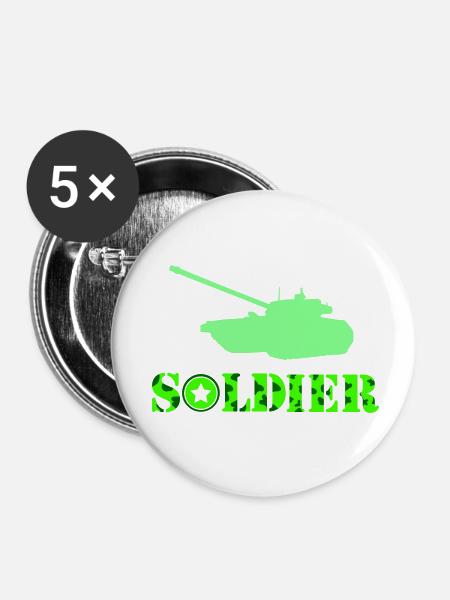 panzer soldat - Buttons klein 25 mm (5er Pack) - Weiß