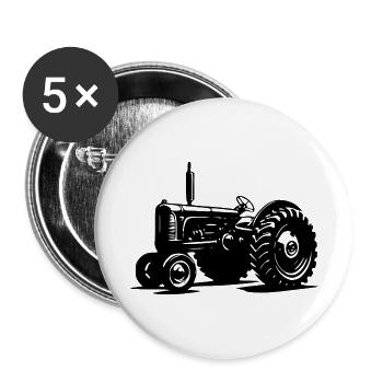 Kleiner Feld Schlepper Landmaschinen Traktor - Buttons klein 25 mm (5er Pack) - Weiß - Vorne
