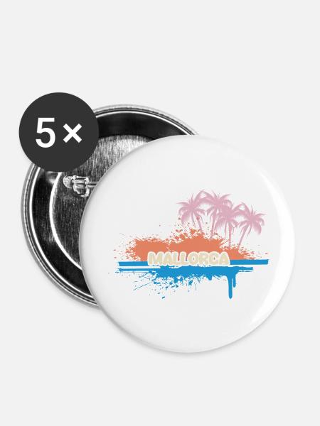 Urlaub Mallorca - Buttons klein 25 mm (5er Pack) - Weiß