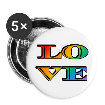 Amour arc-en-ciel rétro - Lot de 5 petits badges (25 mm) - blanc - Devant