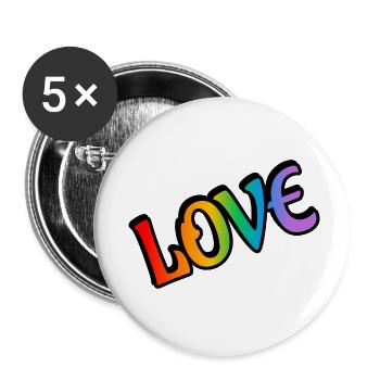Amour arc-en-ciel rétro - Lot de 5 petits badges (25 mm) - blanc - Devant