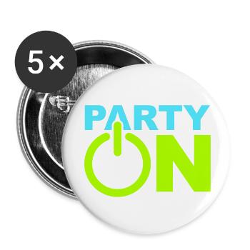 Party On Play An Symbol Anschalten Techno DJ Musik - Buttons klein 25 mm (5er Pack) - Weiß - Vorne