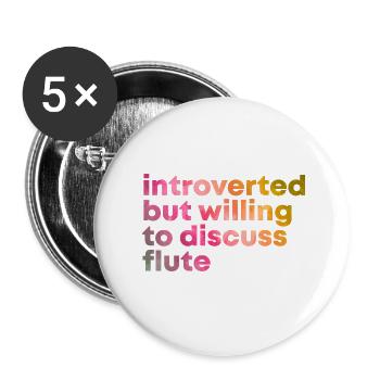 flûte - Lot de 5 petits badges (25 mm) - blanc - Devant