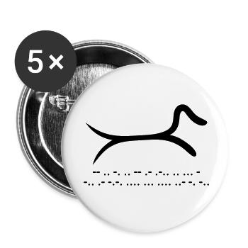 Dackel mit Morsecode - Buttons klein 25 mm (5er Pack) - Weiß - Vorne
