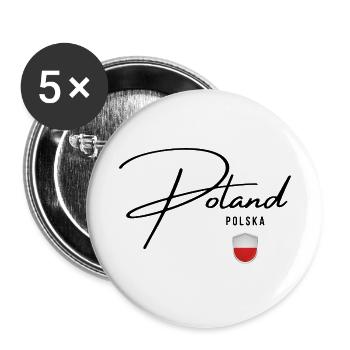 Drapeau de la Pologne, fierté polonaise - Lot de 5 petits badges (25 mm) - blanc - Devant