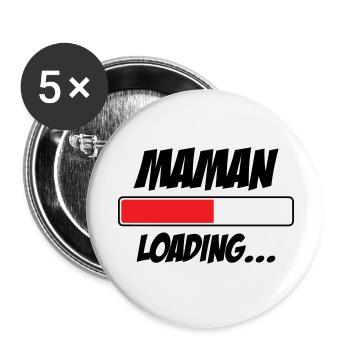Maman loading... Please Wait - Future Mère - Lot de 5 petits badges (25 mm) - blanc - Devant