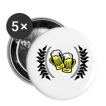Icône de la bière - Lot de 5 petits badges (25 mm) - blanc - Devant