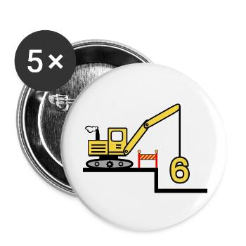 Bagger - Buttons klein 25 mm (5er Pack) - Weiß - Vorne