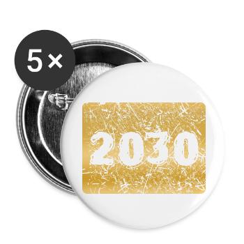 Year 2030 - Buttons small 1''/25 mm (5-pack) - white - Front