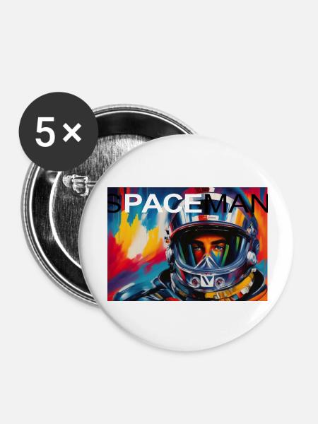 Spaceman b4 600DPI - Buttons klein 25 mm (5er Pack) - Weiß