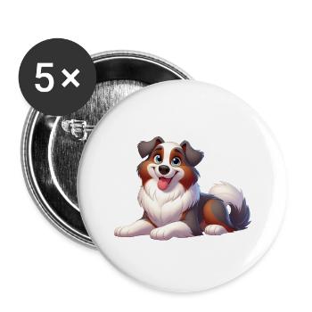Australischer Schäferhund 2 - Buttons klein 25 mm (5er Pack) - Weiß - Vorne