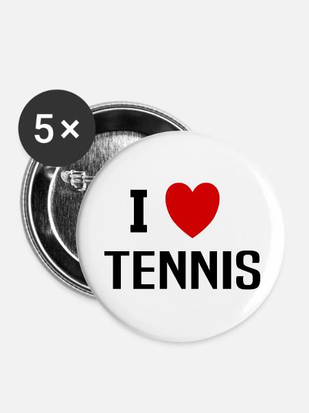Ich liebe Tennis - Buttons klein 25 mm (5er Pack) - Weiß