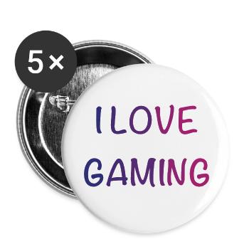 I Love Gaming Gradient Font - Buttons small 1''/25 mm (5-pack) - white - Front