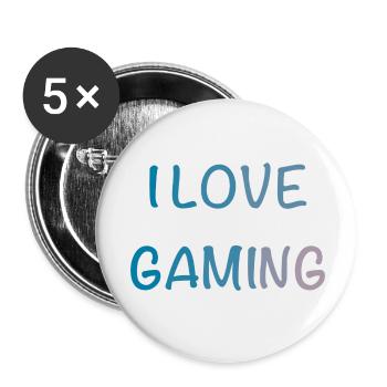 I Love Gaming Watercolor - Buttons small 1''/25 mm (5-pack) - white - Front