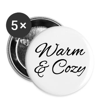 Warm & Cozy – Cuddly Autumn & Winter Lettering - Buttons small 1''/25 mm (5-pack) - white - Front