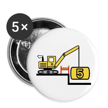 Bagger - Buttons klein 25 mm (5er Pack) - Weiß - Vorne