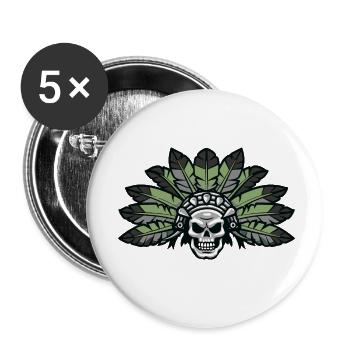 Crâne Aztèque Indien - Lot de 5 petits badges (25 mm) - blanc - Devant